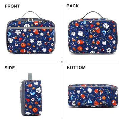 FlowFly Kids Lunch box Insulated Soft Bag Mini Cooler Back to School Thermal Meal Tote Kit for Girls, Boys,Football - color: Football