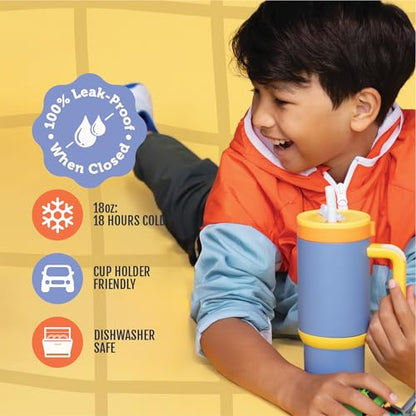 Ello Oasis 18oz Insulated Stainless Steel Kids Tumbler with Straw, Lighthouse - color: Lighthouse, size: 18 Ounces