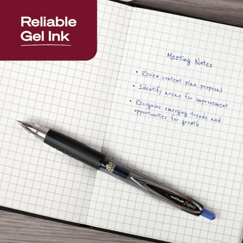 uniball™ 207 Gel Pens, Blue Ink, 0.5mm Micro Point, Retractable, 5 Count, Smooth Writing, Fraud-Resistant, uni Super Ink™