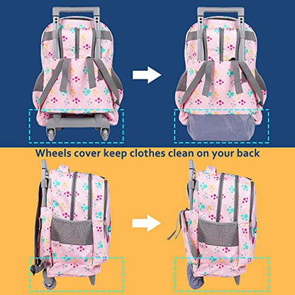 seastig Rolling Backpack for Kids Wheeled Backpack 18in Double Handle Backpack with Wheels - color: Sheep