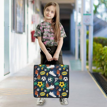 Zipper Binder Bag 3 Ring File Folder Portfolio Organizer Zippered Binder Bags with Strap Fits Laptop Women Men - color: Multi-shoes Balls Colorful