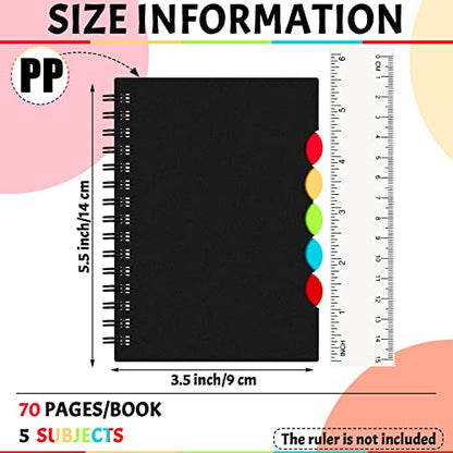 Spakon 3 Pcs Small Notebook with Dividers 5 Subject Notebook with Tabs Back to School Mini Spiral Journal for Teacher Nurse Student 5.5 x 3.5 Inches for Office College Business Gift