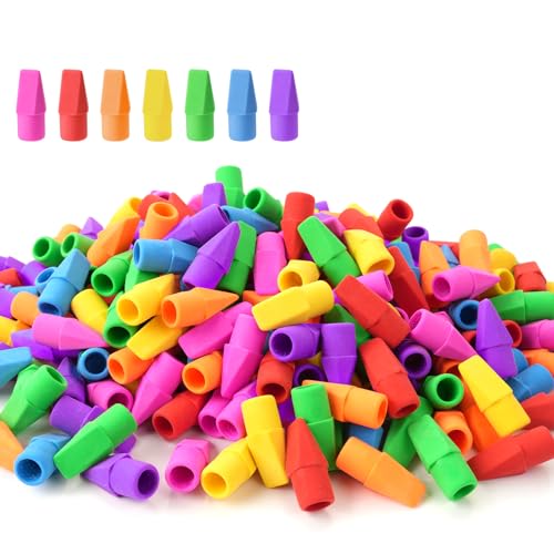 Sooez Pencil Top Erasers, 120 Pack Latex-Free Eraser Caps for Standard Pencils, No-Smudge Cap Erasers for Students, Teachers, Classroom Must Haves, Back to School Supplies, 7 Assorted Colors - color: 7 Vibrant Colors, size: 120 Pack