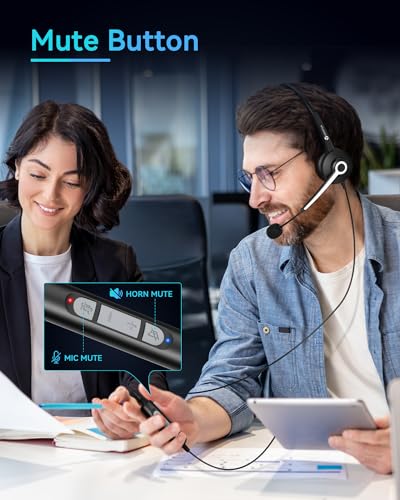 Voistek USB Headset with Microphone for PC, Computer Headset with Noise Cancelling Mic, Mute & Volume Control, Wired Headset for Work, Zoom, Teams, Online Meetings, Home Office - color: Black