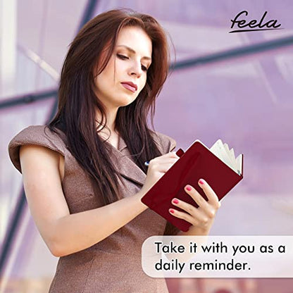feela 24 Pack Journal Notebook for Work, Business Notebook Bulk Hardcover Lined Writing Journal with Pen Holder for Men Women Note Taking, with 24 Black Pens, 120 GSM, 5.1”x8.3”, A5, Wine - color: 24 Pack wine
