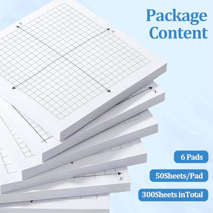 6 Packs Graph Paper Sticky Notes 300 Sheets 3 x 3 Inch Mini Graph Pads 20 x 20 Four Quadrant X Y Axis Coordinate Plane Post It Adhesive Grid Sticky Notes for Office School Math Supplies - style: 1style