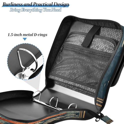 3 Ring Zipper Binder Moonnight Mushroom Butterfly Binders Bag with Shoulder Strap 500 Sheets Paper Organizer Trapper Keeper Documents Storage File Folder for School Office - color: A2850