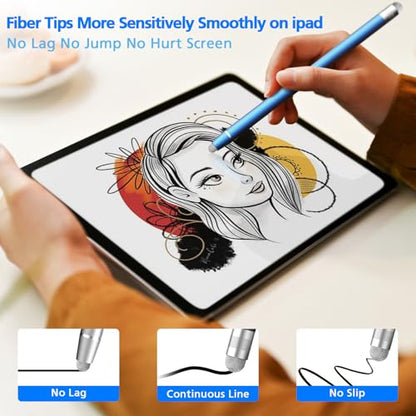 Stylus Pen for Touchscreen, 5 Pack Dual Fiber Stylus, High Sensitivity and Precision, Universal Stylus Pen for Android, Ipad,iPhone, Galaxy Microsoft Surface,Kindle All Capacitive Touch Screens - color: Black/Silver/Blue/Purple/Rose Gold