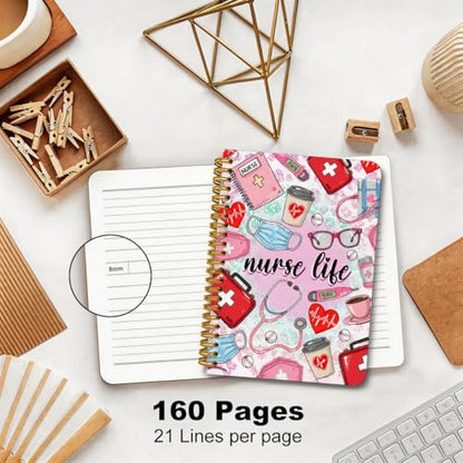2 Pcs Nurse Gifts Spiral Notebook, A5 Notebook Journal 160 Pages | Nurse Appreciation Gifts Spiral Notepad, Nurses Essentials Aesthetic Notebook Journal, Nursing School Office Supplies - color: Multicolour 0019