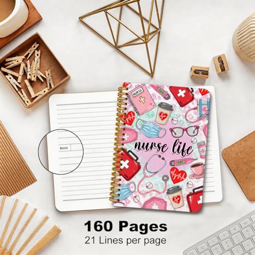 2 Pcs Nurse Gifts Spiral Notebook, A5 Notebook Journal 160 Pages | Nurse Appreciation Gifts Spiral Notepad, Nurses Essentials Aesthetic Notebook Journal, Nursing School Office Supplies - color: Multicolour 0019