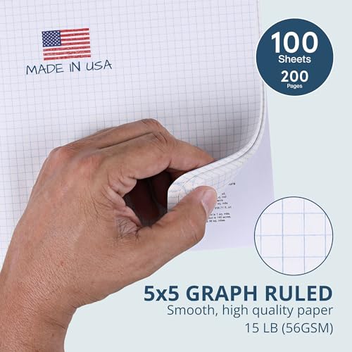 ROARING SPRING Hard Cover Composition Notebook, Green Marble Comp Book, 9.75″ x 7.5″, 5x5 Grid Graph Ruled, 100 Sheets (200 Pages)
