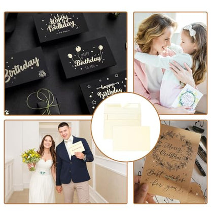 Silunkia Cream Greeting Cards and Envelopes 4 x 6 Heavyweight Blank Single Panel Cardstock and A4 Envelopes Printable Self Seal 20 Packs for DIY Invitations, Thanksgiving Cards, Valentine's Day, Party - color: Cream, size: 4x6-20pcs