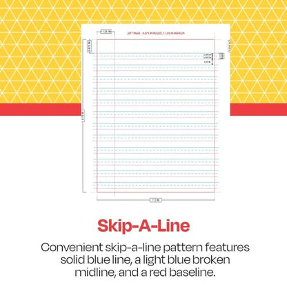 School Smart Skip-A-Line Ruled Composition Book, Grade 3, Red, 48 Pages - 085297 - size: 24 Sheets/48 Pages - Grade 3