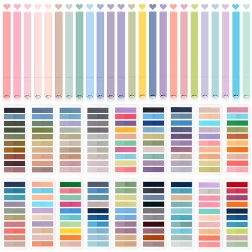 MotiMind Book Annotation Kit 3600 Pcs Annotation Tabs with 24 Pcs Highlighters Morandi Page Flags Marker Sticky Note Index Tabs for File Classification Office - color: Vibrant Style