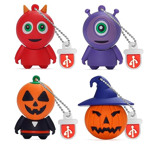 Creative USB Flash Drive 8GB, 4 Pack Novelty Monster Computer Memory Stick Cartoon Pumpkin USB Pendrive Halloween Data Storage Gift Pendrive U Disk - color: 5xHalloween, size: 8GB