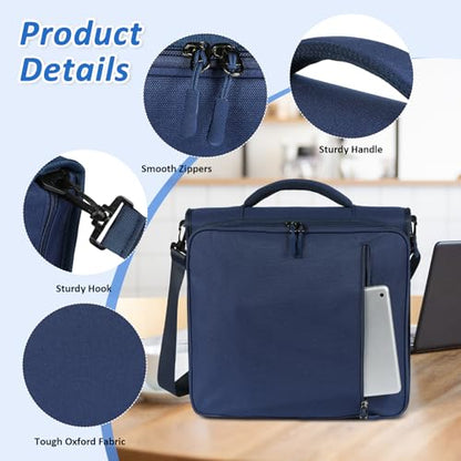 2 Inch 3 Ring Zipper Binder with Multi-Pocket, 6-Tab Expandable File Folder, Fits 14” Laptop, Zipper Bag Fits 500 Sheet Capacity with Handle & Shoulder Strap(Blue) - color: Blue