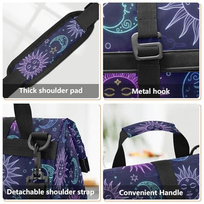 MNSRUU Insulated Lunch Bags Women Men, Moon Sun Stars Portable Reusable Thermal Meal Tote Cooler Bag Organizer, Adjustable Shoulder Strap, Handle - color: Galaxy 126