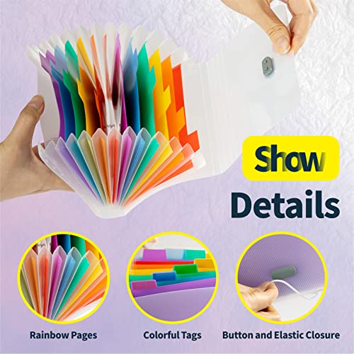 Mini Accordion File Organizer (7 inches * 4 inches) - 2 Pack 13 Pockets Expanding File Folders, Portable Receipt Organizer 100% Waterproof Plastic Receipt Organizer for Cards, Coupon, Receipt, Ticket