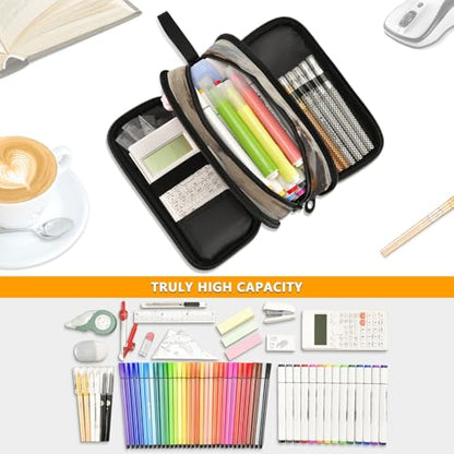 ALAZA Winter Bernard Large Pencil Case, Pen Pouch Pencil Bag with 3 Compartments Pen Holder Organizer Stationery Bag - color: Bernard
