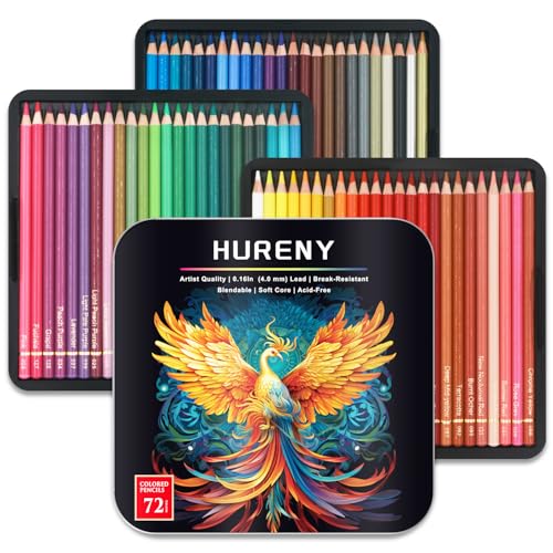 Colored Pencils for Adult Coloring Books, 72 Oil-Based Color Pencils, 3.8mm Soft Core, Vibrant Coloring Pencils in Tin Box for Adults, Professional Art Supplies forSketching, Blending and Layering. - style: Tin Box