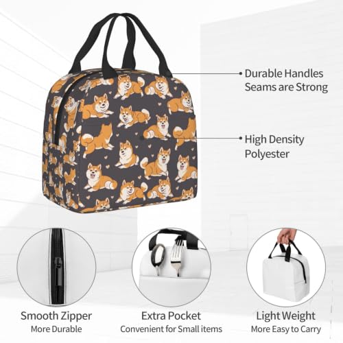 Shiba Inu Brown Lunch Box - Insulated Lunch Bags for Kids Boys Girls Reusable Lunch Tote Bags, Perfect for School/Camping/Hiking/Picnic/Beach/Travel - color: Brown
