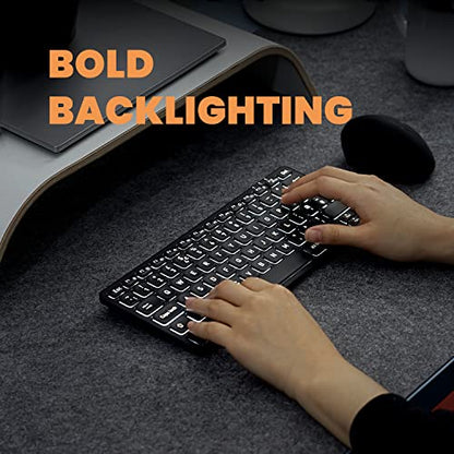 Perixx PERIBOARD-732B Wireless Backlit Mini Keyboard - X Type Scissor Keys - White Backlit - US English,Black,11950 - style: Wireless Backlit