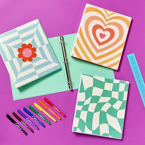 Avery 3 Ring Binder, 1 Inch Round Rings, Retro Collection, Flower Power (26802) - size: 1"