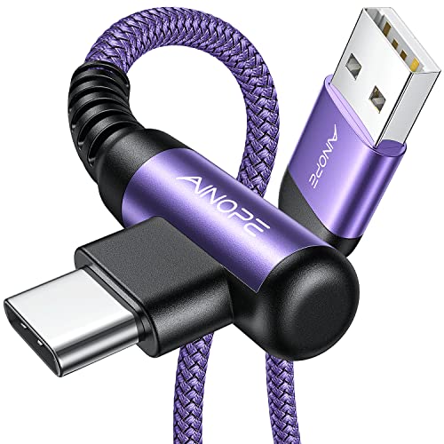 AINOPE USB C Charger Cable, 3.1A Type C Charger Cable Fast Charging, [2 Pack, 2M] Right Angle USB c Fast Charger Cable Compatible with Samsung Charger Type c, Huawei, Google Pixel, Sony Xperia, LG - color: Purple, size: 6.6FT+6.6FT
