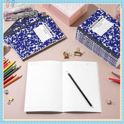 Fainne 60 Pack Composition Notebooks College Ruled A5 Composition Notebook Bulk Marble Notebooks 30 Sheets (60 Pages) for Student Journal Classroom Office School Supplies(Blue) - color: Blue