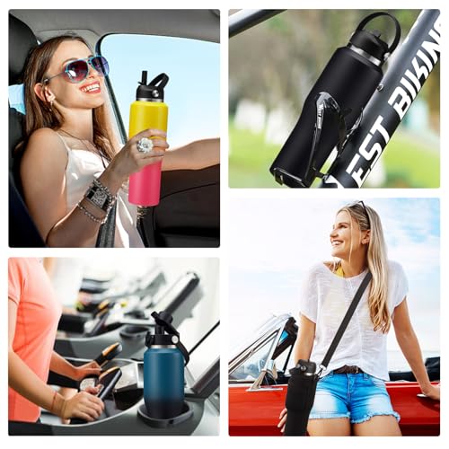 32oz Stainless Steel Water-Bottle with Straw -Keeps Cold 48h & Hot 24h, Insulated Water Bottles w/Strap Carrier Pouch & Boot, Travel Cup Fits in Car Cup Holder - color: Yellow Rose-red, size: 32 Ounces