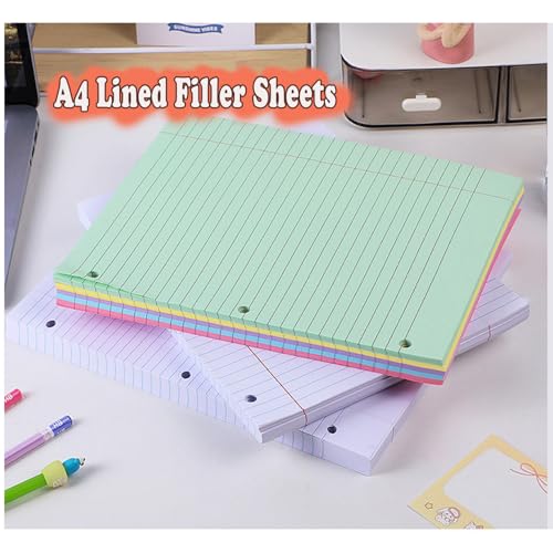 Loose Leaf Paper, 300 Sheets, Wide Ruled, 8" x 10.5", 6 Pack, 70gsm Notebook Paper Filler Sheets, 3 Hole Punched, 50 Sheets/Pack, Wide Ruled Office Filler Writing Notepads for 3 Ring Binder, Yellow - color: Yellow