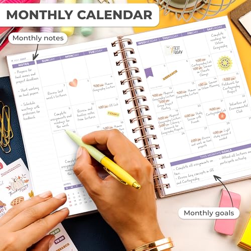 Clever Fox Academic Student Planner 2026-2027 – Hardcover Spiral-Bound Planner for School & College with Weekly & Monthly Calendar (Rose Gold) - color: Rose Gold