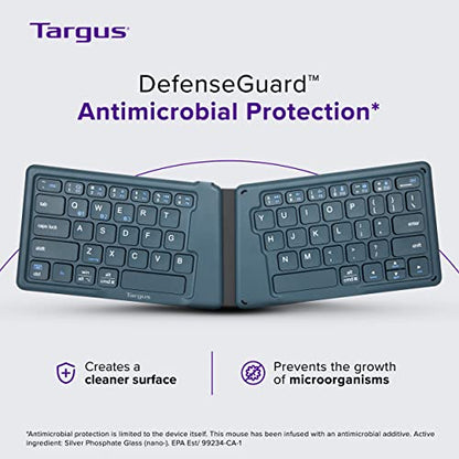 Targus Ergonomic Foldable Bluetooth Keyboard – Pocket-Sized, Split Ergonomic Design, Multi-Device Wireless Keyboard with DefenseGuard Protection - PKF00302US - color: Blue