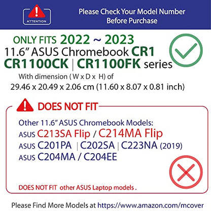 mCover Case Compatible for 2022~2023 11.6" ASUS Chromebook CR1 (CR1100CA or CR1100FA) Series Laptop Computers ONLY (NOT Fitting Any Other ASUS Models) - Red - color: Red