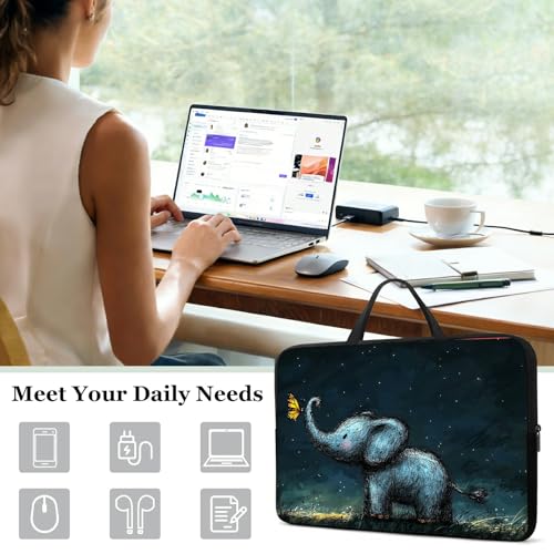 13 13.3 14 inch Laptop Sleeve with Handle, Baby Elephant Water‑Resistant Laptop Carrying Case for MacBook Air 13-inch/MacBook Pro 13/14 inch/Dell/HP/Lenovo - color: Baby Elephant, size: 13-14 inch Devices