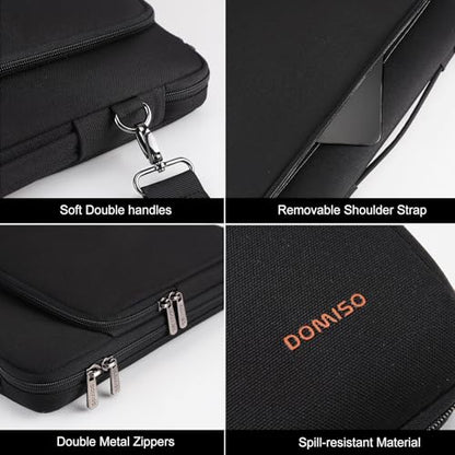 DOMISO 14 inch Laptop Case Sleeve Protective Cover Compatible with MacBook Air 15 M4 M3 M2,MacBook Pro,14-15 inch HP Dell ASUS Lenovo Chromebook,Waterproof Computer Bag with Shoulder Strap,Black - color: Black, size: 14 inch