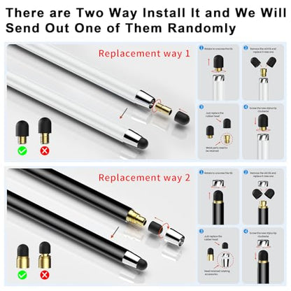 Stylus(10 PCS),Stylus Pen for Touchscreen,High Sensitivity & Precision | Universal Stylus,2-in-1 Rubber Tip,Touch Screens of iPhone/iPad/Android Tablets（Withe & Black） - color: 5PCS White & 5PCS Black