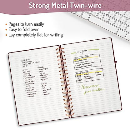 Forvencer Lined Spiral Journal Notebook with 300 Numbered Pages, B5 College Ruled Thick Journals for Writing with 100GSM Paper, Hardcover Notebooks with Contents for Work, School, Women, Men, Burgundy | College Ruled Thick Journals for Writing with 100GSM