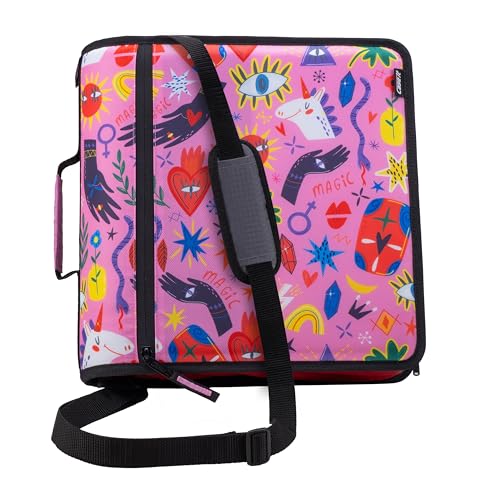 Case-it Mighty Zip Tab School Zipper Binder | 3-Inch O-Rings, 600-Sheet Capacity, 5-Subject Expanding File Folder, Multiple Pockets & Storage Organizer, Shoulder Strap | D-146 Unicorn Magic - color: R Unicorn Magic, size: 1 Pack