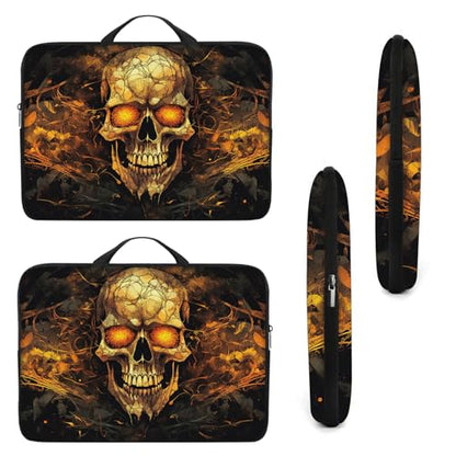Laptop Sleeve Bag with Handle Computer Protective Soft Cover Case for 14 Inch 13 Inch Laptop,Golden Glowing Skull - color: Golden Glowing Skull