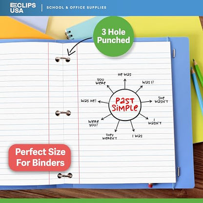 Wide Ruled Loose Leaf Paper Wide Ruled Notebook Paper Lined Writing Filler Paper 10.5” x 8” 56 gsm 600 Sheets 100 Sheet Per Pack (6 Pack) - size: 6 Pack