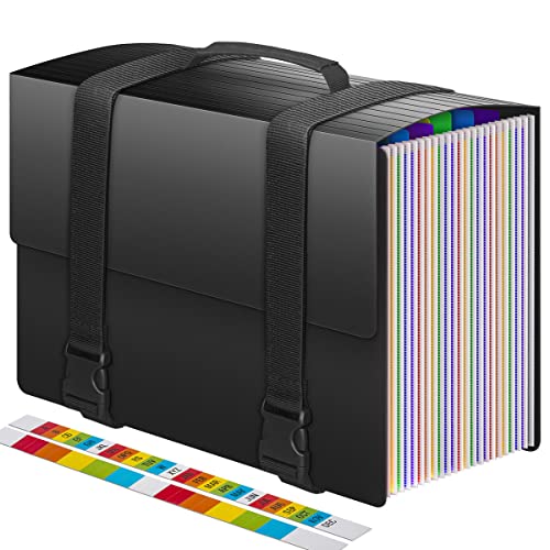 25 Pockets Accordion File Organizer with Handle, Expanding File Folders,Important Papers Document Organizer,Expandable,Durable,Perfect Portable Filing Box for Office,Home,A4/Letter Size,a-z Tab - style: Matte Style