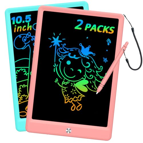 BUKEBU LCD Writing Tablet Doodle Board, Colorful Drawing Pad, Electronic Drawing Tablet, Drawing Pads,Travel Gifts for Kids Ages 3 4 5 6 7 8 Year Old Girls Boys (10.5 inch, Blue&Pink) - color: Blue&pink, size: 7"W x 10.4"H
