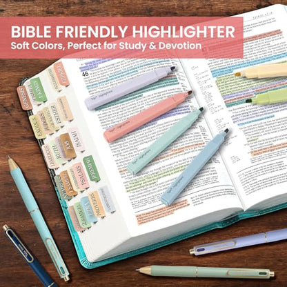 Taja 12 Pack Bible Highlighters and Pens Set No Bleed, 6 Aesthetic Pastel Highlighters and 6 Black Ink Pens for Bible Study, Journaling, School and Office Supplies - style: Highlighters+Black Pens