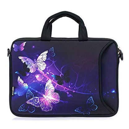 RICHEN 14 15 15.4 15.6 inch Laptop Shoulder Bag Notebook Handle Sleeve Neoprene Soft Carrying Travel Case with Accessories Pocket (14-15.6 inch, Butterflies) - color: Butterflies, size: 14-15.6 inch