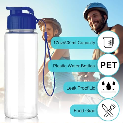 16 Pack Bulk Water Bottles-17oz Plastic Sports Water Bottles for Kids and Adults Leak Proof, Reusable for Gym Travel School Office, Black - color: Black