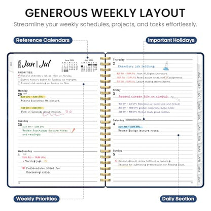 Planner 2026-2027, Academic Year Weekly and Monthly Calender Planner, from Jul 2026 - Jun 2027, Spiral Bound School Planning Book, Perfect for Teacher, Student, Women & Men, A5 (6.3" x 8.5"), Ocean Postmarks - color: X-Ocean Postmarks, size: (6.3"x8.5")a5