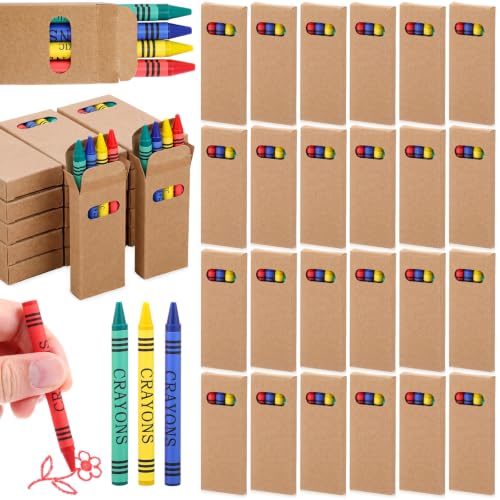 Resurhang 24 Sets/96 Pcs Crayons Bulk 4 Color Back to School Gifts Individual Packs Mini Wrapped Wax Washable Crayons for Student School Supplies Classroom Rewards Gifts - color: 4 Color