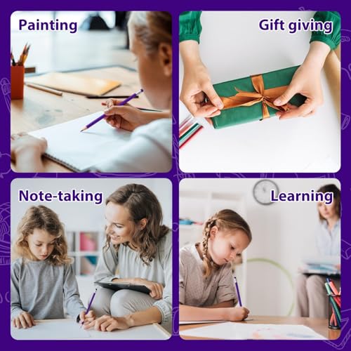 60 PCS Purple Pencils Bulk with Eraser, Pre-Sharpened HB Pencils for Writing & Drawing, School Supplies for Kids Homework, Tests, Art Crafts & Teacher Grading (Purple) - color: purple