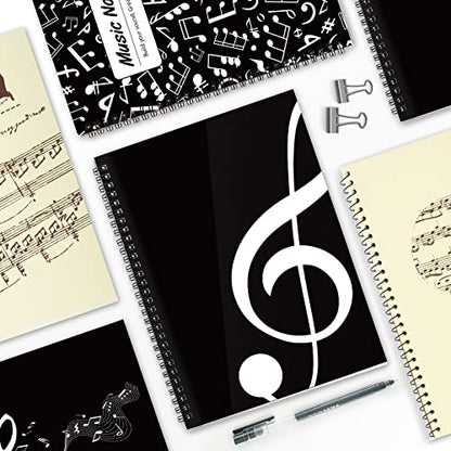 MAXCURY Blank Sheet Music Composition Manuscript Staff Paper Art Music Notebook Black 100 Pages 26x19cm (Black) - color: Black Note